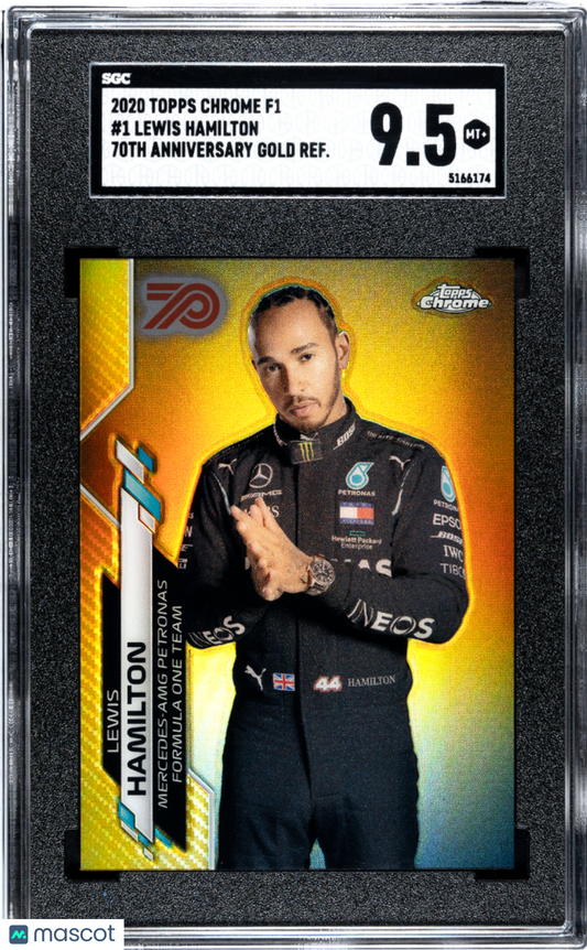 2020 Topps Chrome F1 Lewis Hamilton #1 70th Anniv. Gold Refractor SGC 9.5