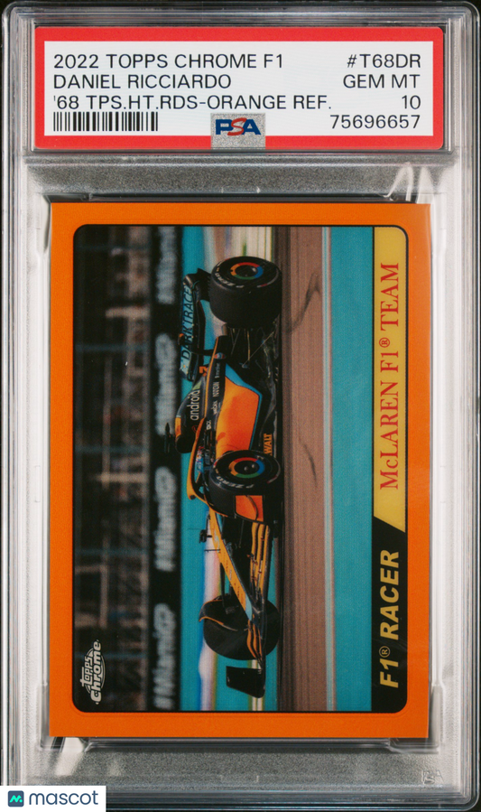 2022 Topps Chrome Formula 1 1968 Topps Hot Rods Daniel Ricciardo #T68DR PSA 10