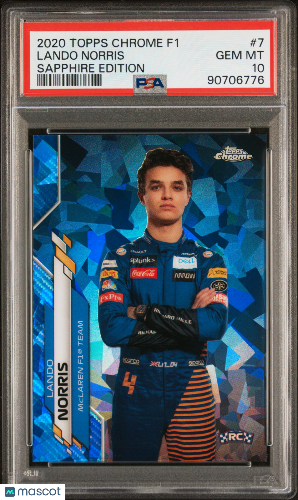 2020 Topps Chrome Formula 1 Sapphire Edition Lando Norris #7 PSA 10