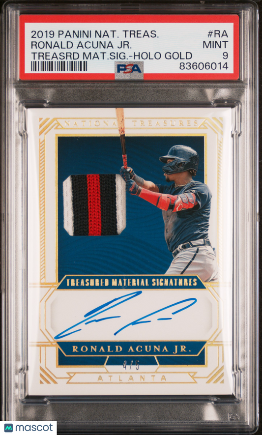 2019 Panini National Treasures Autograph Ronald Acuna JR. #RA PSA 9