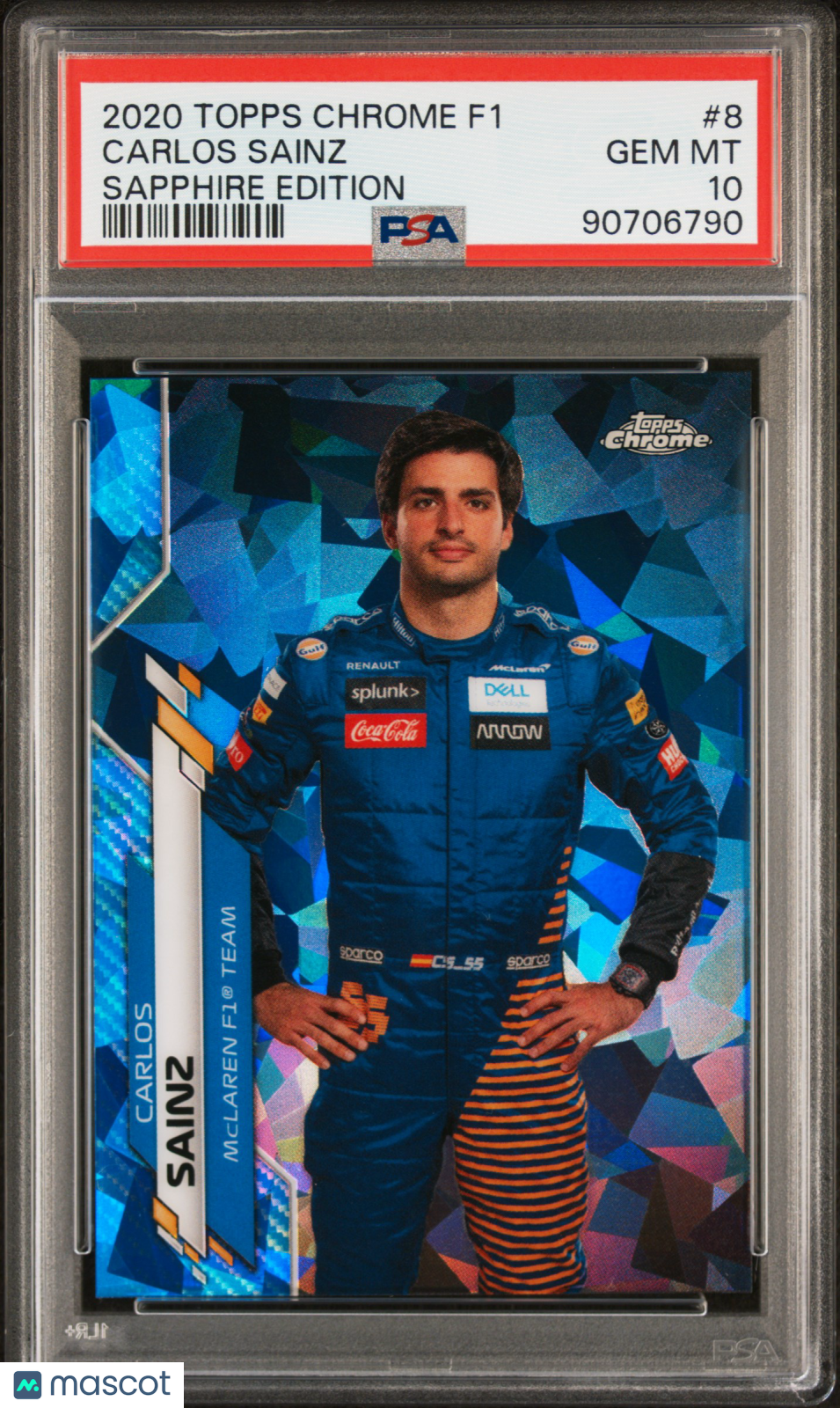 2020 Topps Chrome Formula 1 Sapphire Edition Carlos Sainz #8 PSA 10