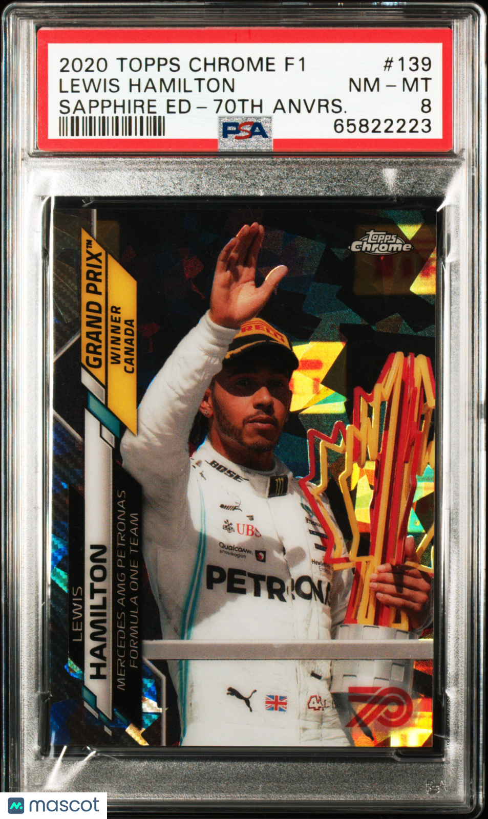 2020 Topps Chrome F1 Sapphire Lewis Hamilton #139 70th Anvrs.  #/70 PSA 8